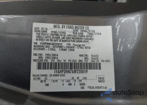 2010 Ford Focus Sel from USA, damaged, VIN 1FAHP3HN7AW220059